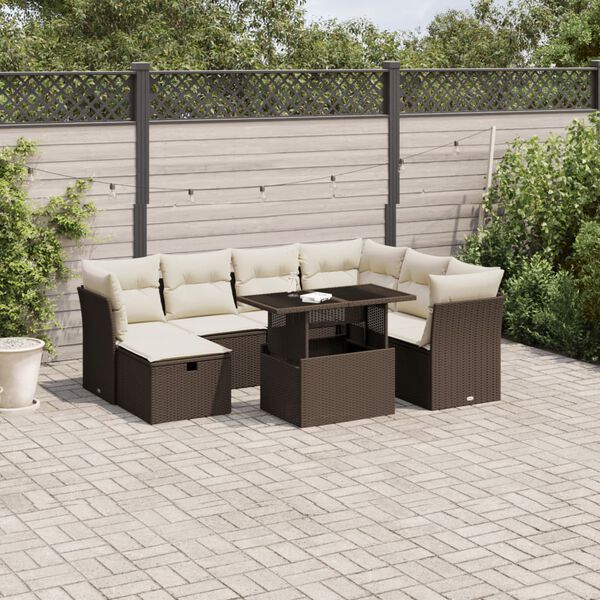 vidaXL Garden Sofa Set Brown, Cream White