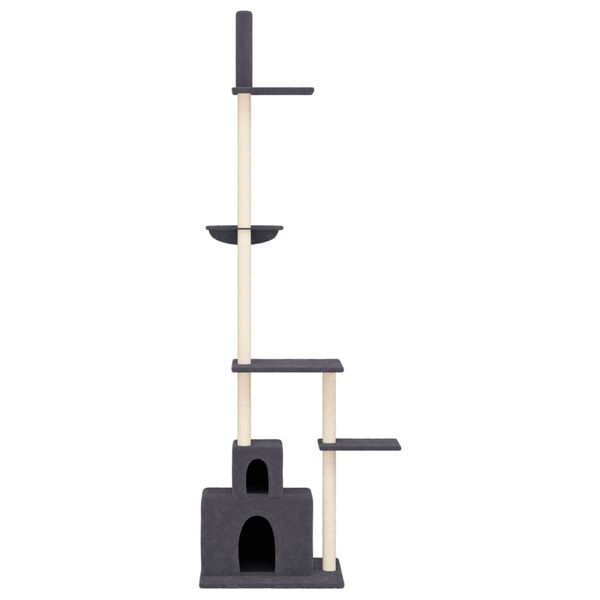 vidaXL Cat Tree Dark grey Engineered wood, plush, sisal Extra Tall