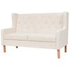 vidaXL Sofa Set Cream White Polyester Fabric, Wooden Frame