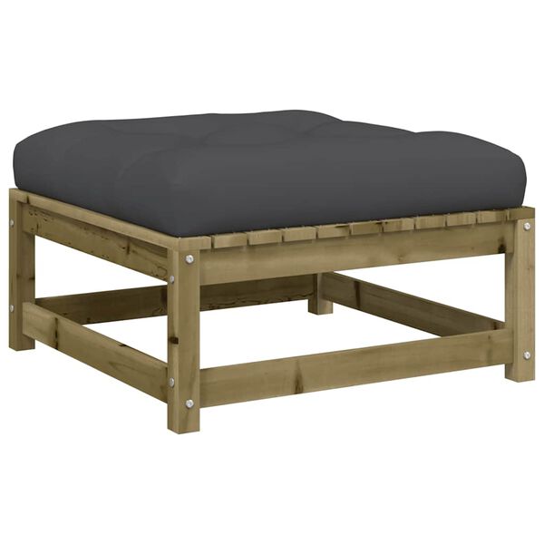 vidaXL Patio Footstool with Cushion Impregnated Wood Pine