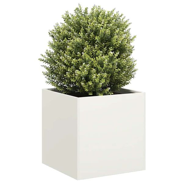 vidaXL Planter White Cold-rolled Steel Large Durable Planter Square