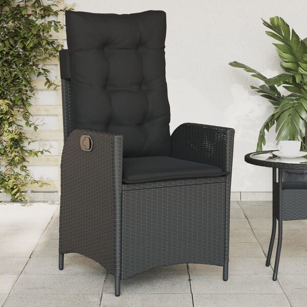 vidaXL Reclining Garden Chair Black PE rattan Adjustable reclining size