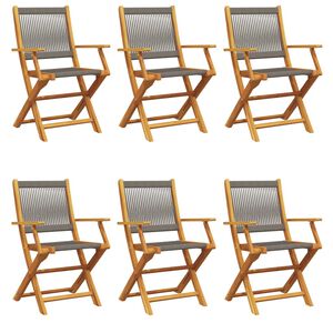 vidaXL Garden Chair Set of 6 Grey Solid Acacia wood Standard Foldable