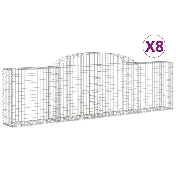 vidaXL Gabion Basket Set of 8 Silver Galvanized iron Large