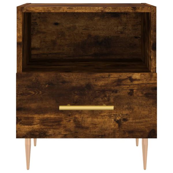 vidaXL Bedside Cabinet Smoked Oak Engineered wood, iron 15.7x13.8x18.7 in