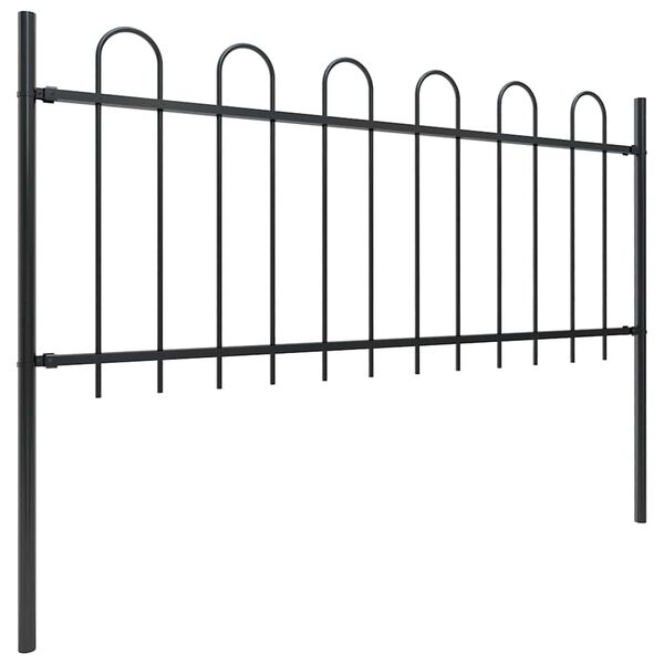 vidaXL Garden Fence with Hoop Top Steel 141.3"x31.5" Black