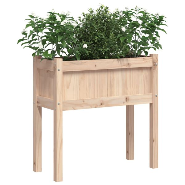 vidaXL Garden Planter Natural Pine Solid Pine Wood Medium Garden Planter