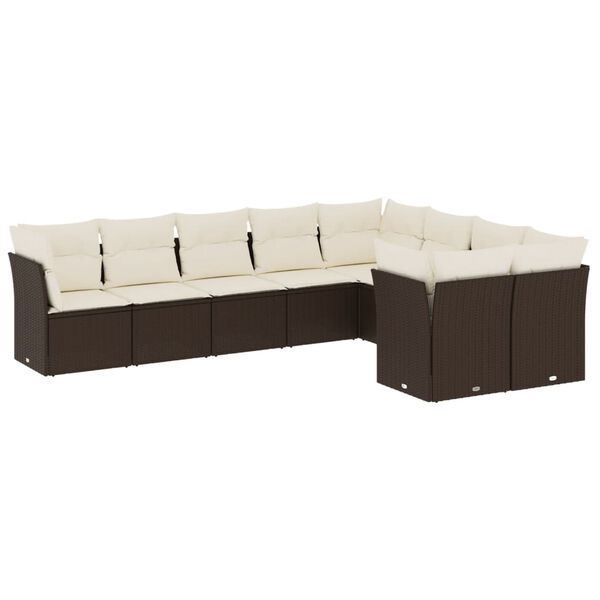vidaXL Garden Sofa Set Brown and Cream White