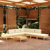 vidaXL 8 Piece Patio Lounge Set with Cream Cushions Pinewood