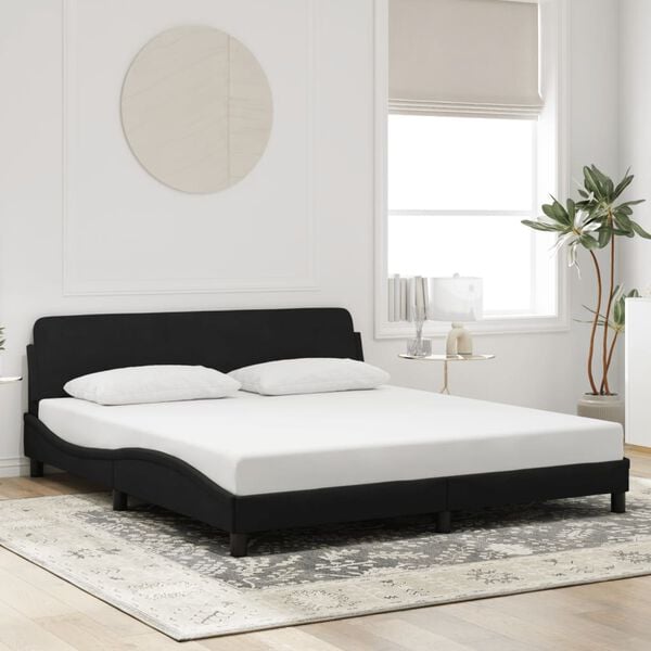 vidaXL Bed Frame "Dover" Black 72"x83.9"Faux Leather