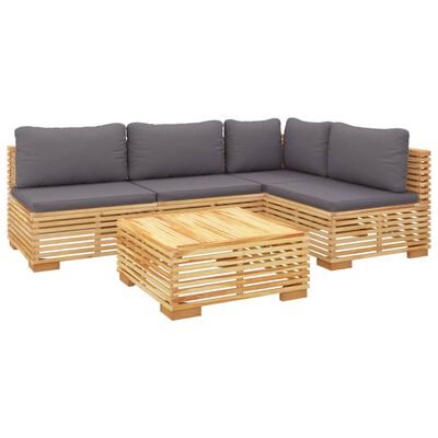 vidaXL 5 Piece Patio Lounge Set with Cushions Solid Wood Teak