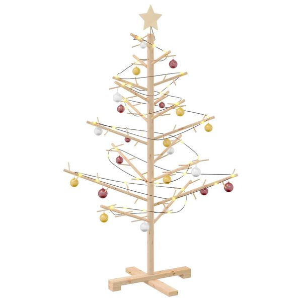 vidaXL Wooden Christmas Tree with Stand Natural 49.2" Solid pine wood