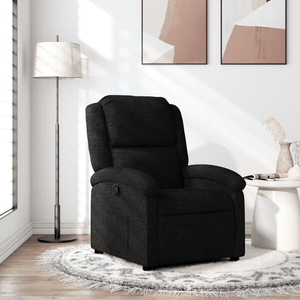 vidaXL Recliner Chair Black Fabric Standard Recliner Chair Rectangular