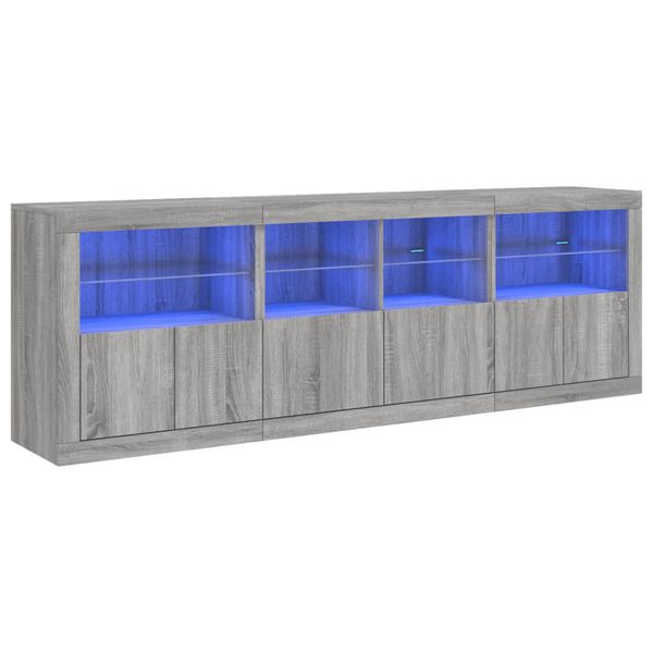 vidaXL Sideboard Grey Sonoma Engineered wood, Glass Large Sideboard