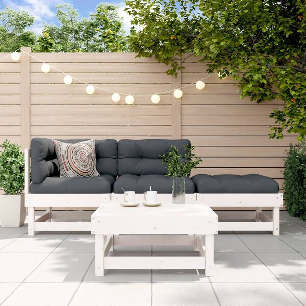 vidaXL Garden Lounge Set White Solid pine wood, Plywood