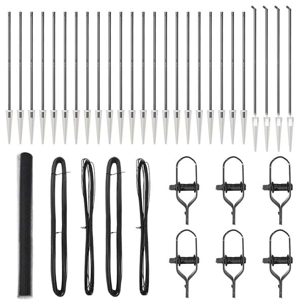 vidaXL Fence Post Grey 164.04 x 5.25 ft (0.51 in mesh) Steel and PVC