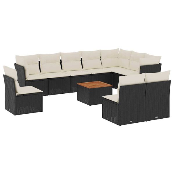 vidaXL Garden Sofa Set Black, Cream White