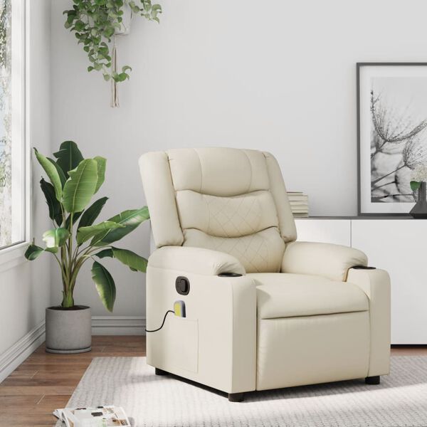 vidaXL Massage Recliner Chair Cream