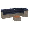 vidaXL 7 Piece Patio Sofa Set with Cushions Gray Poly Rattan
