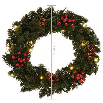 vidaXL Christmas Wreaths 2 pcs with Decoration Green 1 ft