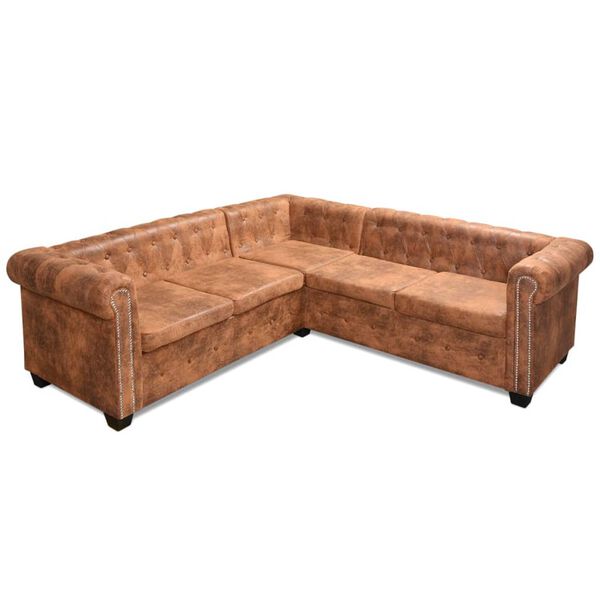 vidaXL Sofa Brown Faux Leather 5-Seater Durable Brown Sofa