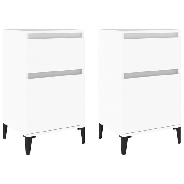 vidaXL Bedside Cabinet Set of 2 White Engineered wood