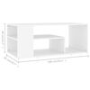 vidaXL Coffee Table White Engineered wood 39.4 x 19.7 x 15.7 in