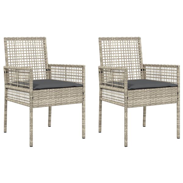 vidaXL Garden Chair 2 pcs Light Grey 53 x 60 x 85cm poly rattan