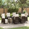 vidaXL Garden Dining Set with Cushion 7 pcs Brown Poly Rattan