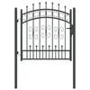 vidaXL Fence Gate with Spear Top Black 40.6" x 39.4" Powder-coated Steel
