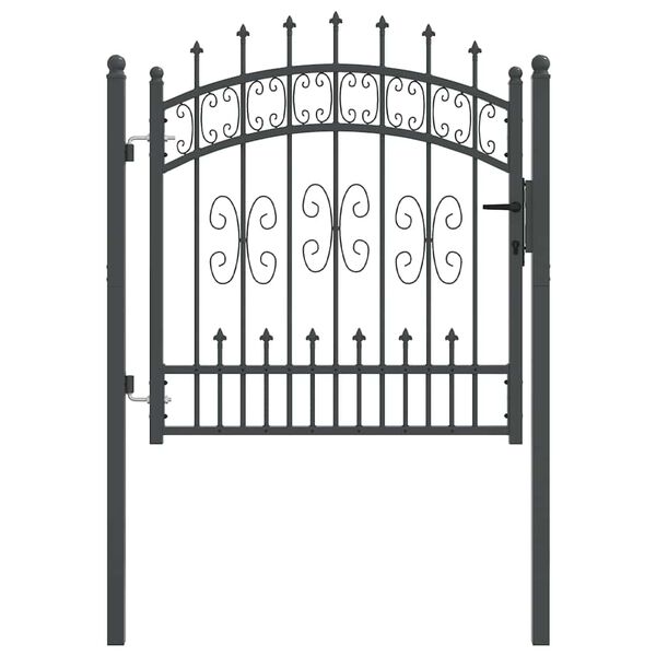 vidaXL Fence Gate with Spear Top Black 40.6" x 39.4" Powder-coated Steel