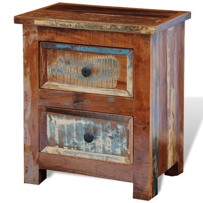 Vidaxl Nightstand With 2 Drawers Solid, Antique Wood Bedside Tables