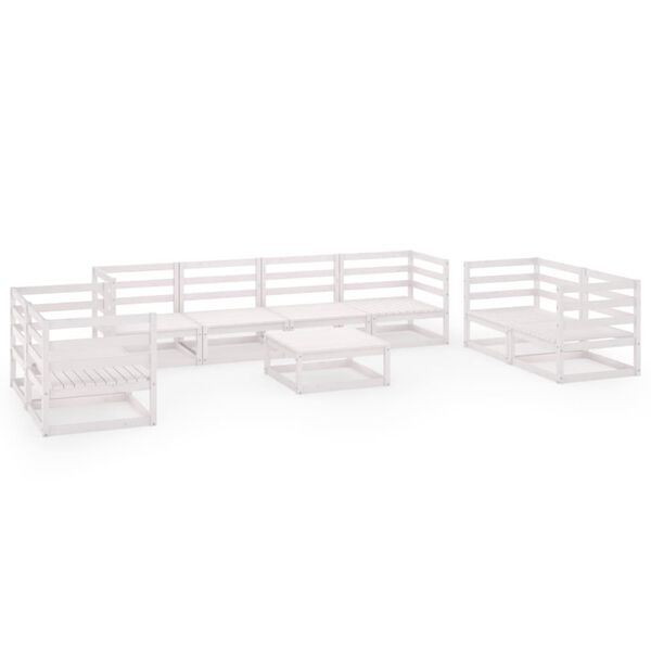 vidaXL Garden Lounge Set White Solid pinewood Large Modular