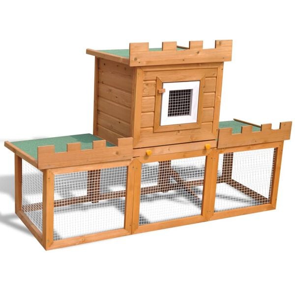 vidaXL Rabbit Hutch Wooden Brown and Green Roof