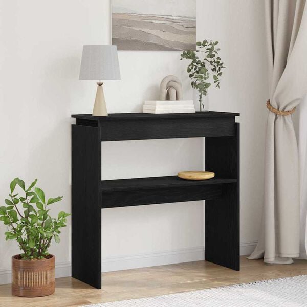 vidaXL Console Table Black Oak 31.50 x 11.81 x 31.50 in
