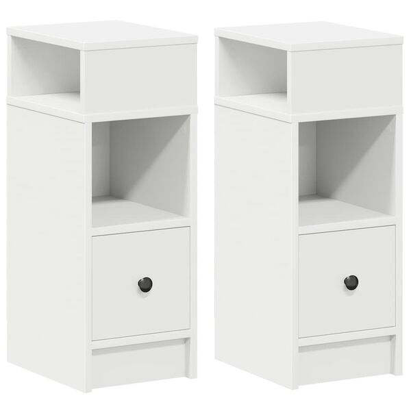 vidaXL Bedside Cabinet Set of 2 White Engineered wood Small