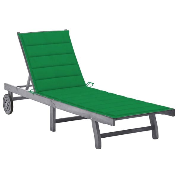 vidaXL Sunlounger Gray Solid Acacia wood 79 in length x 24.8 in width