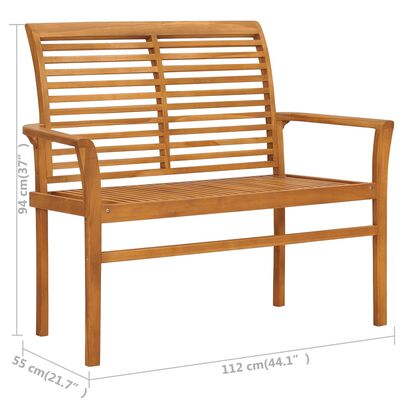 vidaXL Patio Bench with Bright Green Cushion 44.1" Solid Teak Wood