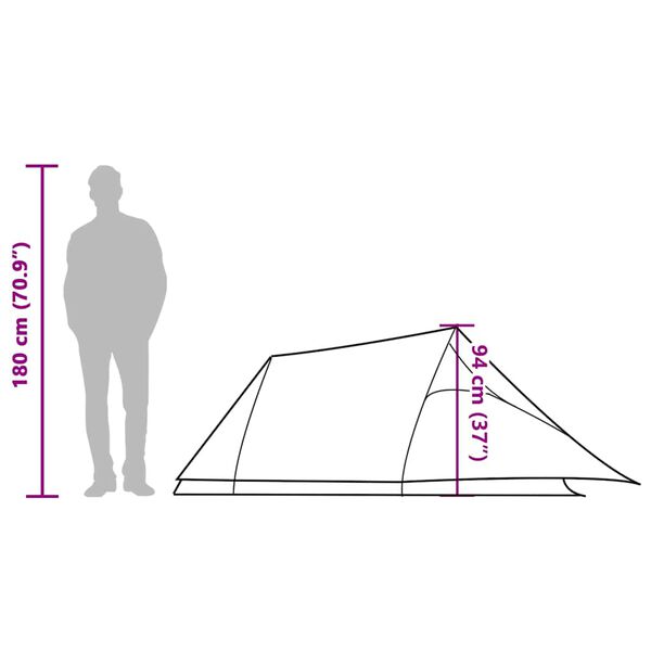 vidaXL Camping Tent Tunnel 2-Person Blue Waterproof