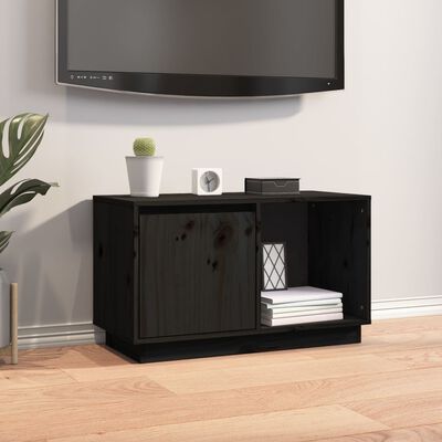 vidaXL TV Cabinet Black 29.1"x13.8"x17.3" Solid Wood Pine
