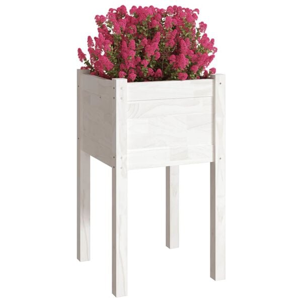 vidaXL Garden Planter Set of 2 White Solid pinewood Medium