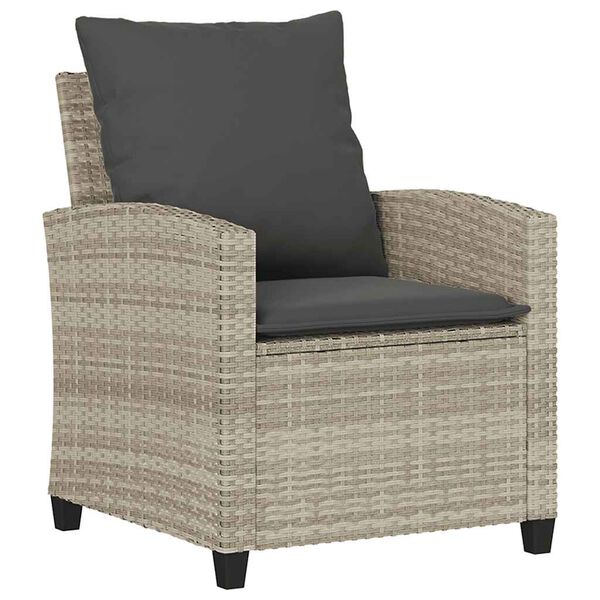 vidaXL Garden Sofa Set Light Grey PE rattan, powder-coated steel Medium