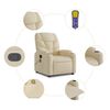 vidaXL Massage Recliner Chair Cream Fabric (100% polyester), metal, plywood