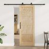 vidaXL Sliding Door Natural and Black 28.94 x 78.15 in Solid Pine Wood