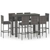 vidaXL Garden Bar Set Grey PE Rattan, Powder-coated Steel, Polyester