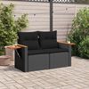 vidaXL Garden Sofa Black PE rattan, powder-coated steel, solid acacia wood
