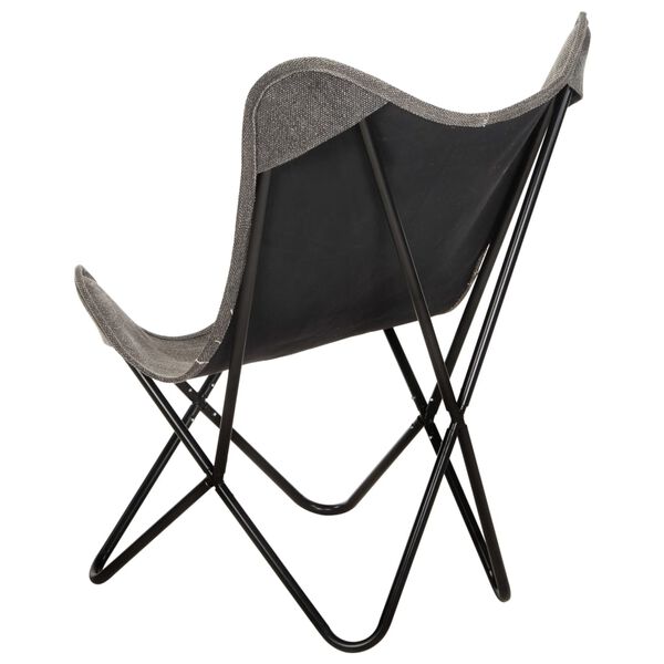 vidaXL Butterfly Chair Anthracite Canvas and Powder-Coated Steel Standard