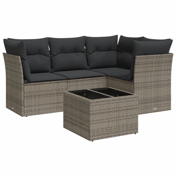 vidaXL Garden Sofa Set Grey PE rattan Medium Modular Garden Sofa Set