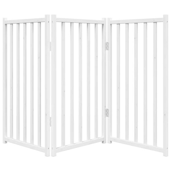 vidaXL Dog Gate Set of 3 White Solid fir wood Foldable Dog Gate