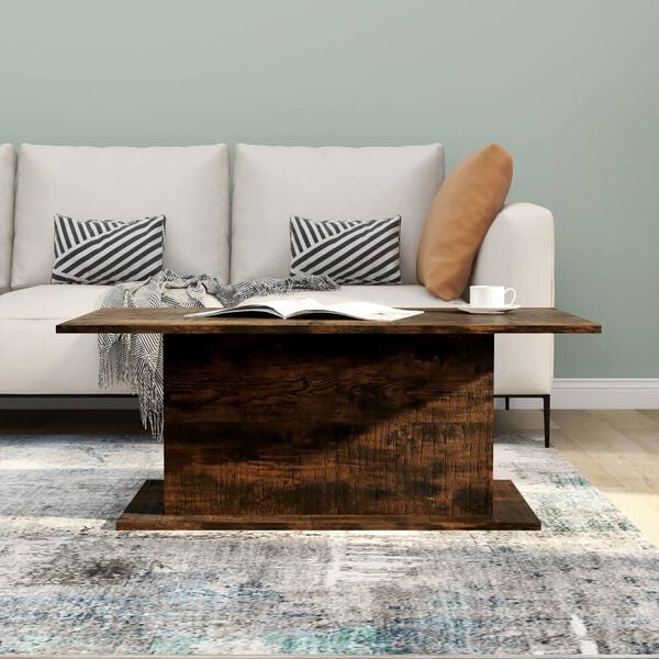 vidaXL Coffee Table Smoked Oak Engineered Wood 40.2 x 21.9 x 15.7 in